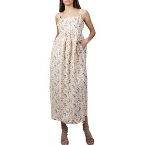 Rebecca Taylor Long Emma Sleeveless Peach‎ Blue Floral Jacquard Dress Sz 4 NWT